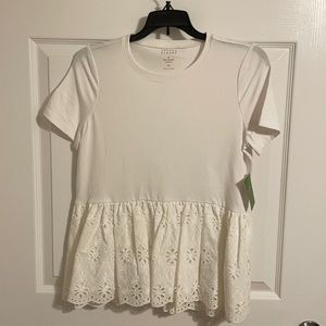 Kate Spade Broom Street Eyelet Flounce Tee